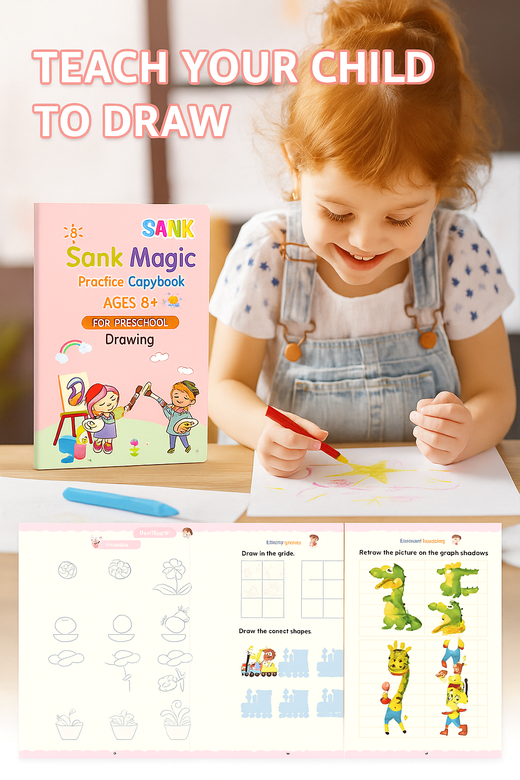 Magic Practice Copybook Set for Kids – 4 Books + Pen + Refills