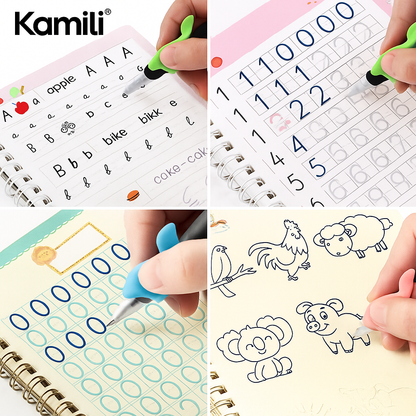 Magic Practice Copybook Set for Kids – 4 Books + Pen + Refills