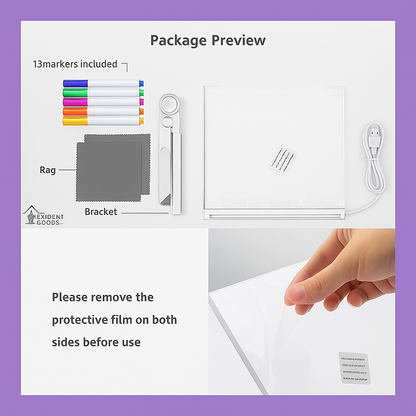 3D LED Light Glass Acrylic Writing pad